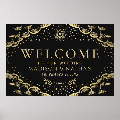 Gold Gothic Tarot Card Wedding Welcome Large Sign
