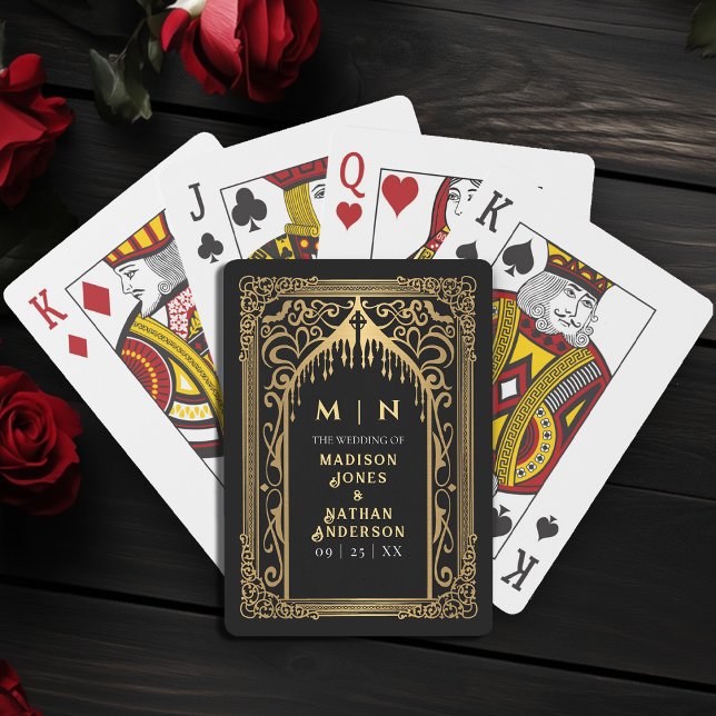 Gold Gothic Vampire Cathedral Wedding Favor Poker Cards (Creator Uploaded)