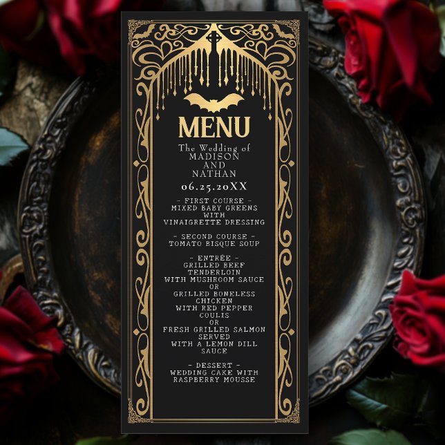 Gold Gothic Vampire Cathedral Wedding Menu (Creator Uploaded)