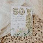 Gold Gown White Flowers Elegant 50th Birthday Invitation<br><div class="desc">Gold Gown White Flowers Elegant 50th Birthday Invitation

See matching collection in Niche and Nest Store</div>