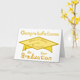 Gold Grad Cap Gold Graduate Class of 2024 Hat or Card