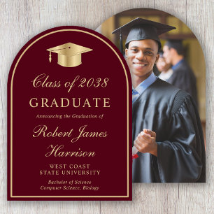 Gold Grad Cap Photo Arch Graduation Announcement