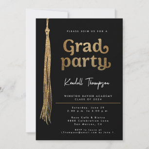 Gold Grad Cap tassel Custom Graduation Party Invitation