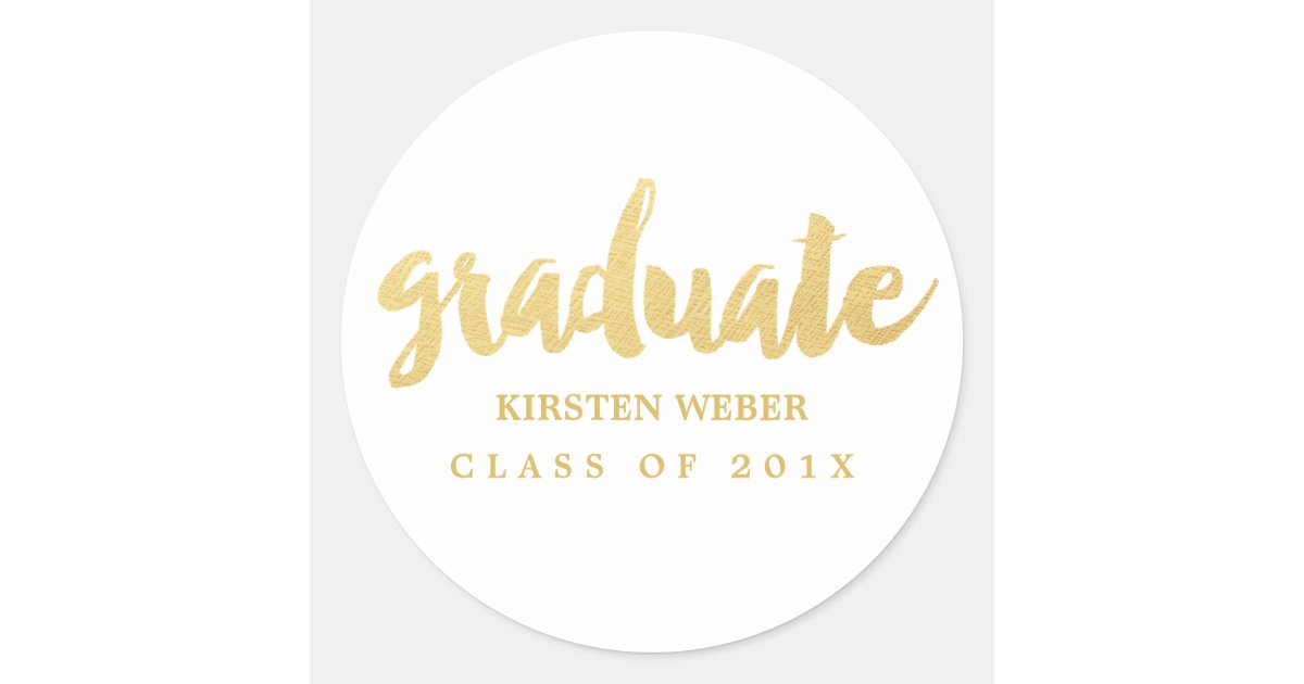 Gold Grad | Graduation Sticker Labels | White | Zazzle