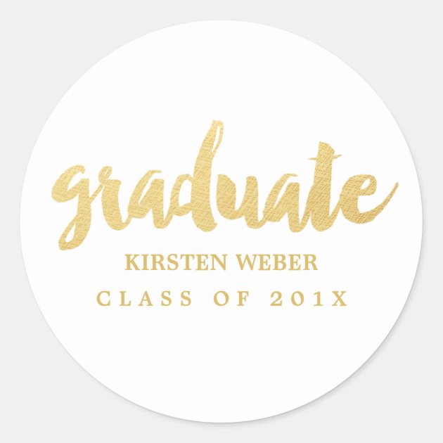 Gold Grad | Graduation Sticker Labels | White