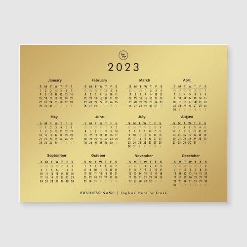 Gold Gradient 2023 Calendar Custom Business Logo  Magnetic Invitation