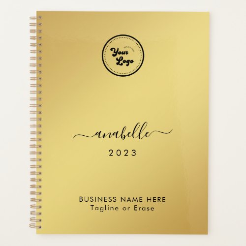 Gold Gradient Add Name Year Custom Business Logo Planner