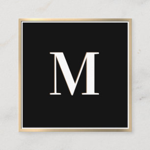 Gold Gradient Background Monogram Square Business Card