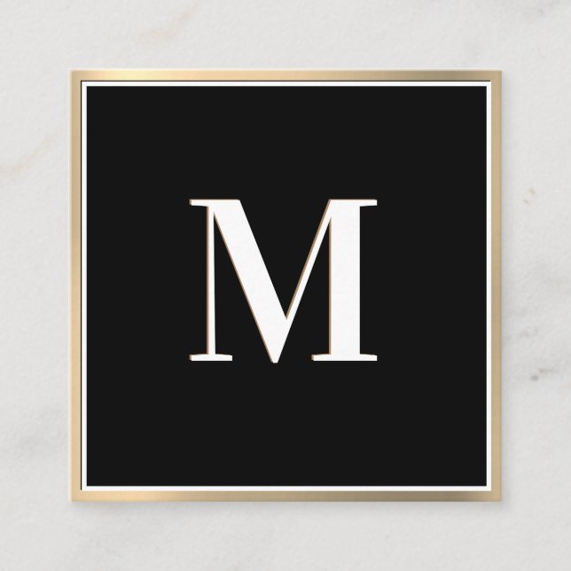 Gold Gradient Background | Monogram Square Business Card (Front)