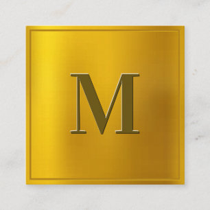 Gold Gradient Background Monogram Square Business Card