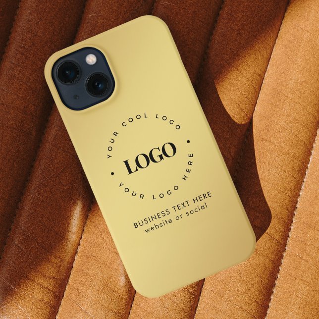 Gold Gradient Business Company Custom Logo & Text iPhone Case (Creator Uploaded)
