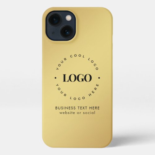 Gold Gradient Business Company Custom Logo  Text iPhone 13 Case