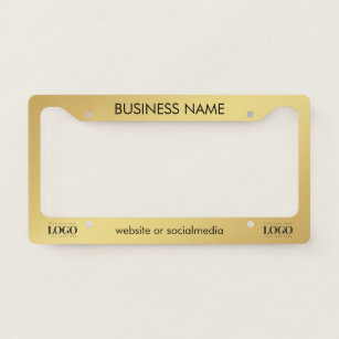 Gold Gradient Business Company Custom Logo Text License Plate Frame