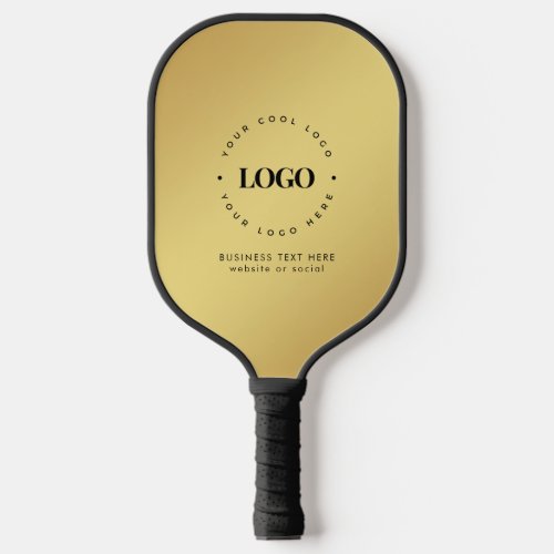 Gold Gradient Business Company Custom Logo  Text Pickleball Paddle
