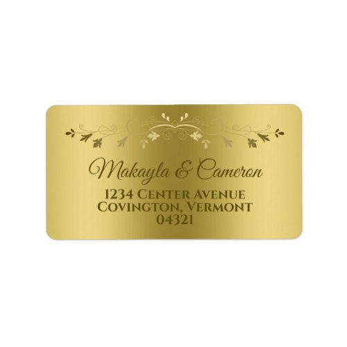 Gold Gradient  Filigree Elegant Wedding Address Label