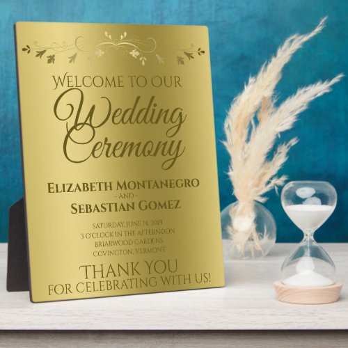 Gold Gradient  Filigree Elegant Wedding Welcome Plaque