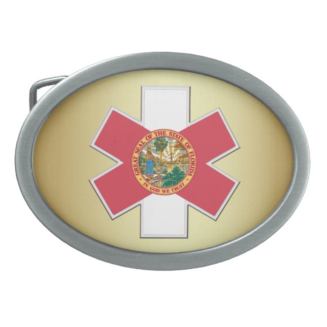 Gold Gradient Florida EMS Belt Buckle (Front)