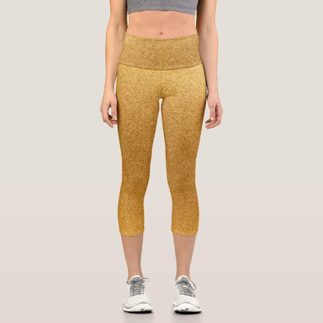 Gold Gradient Glitters Capri Leggings (Front)