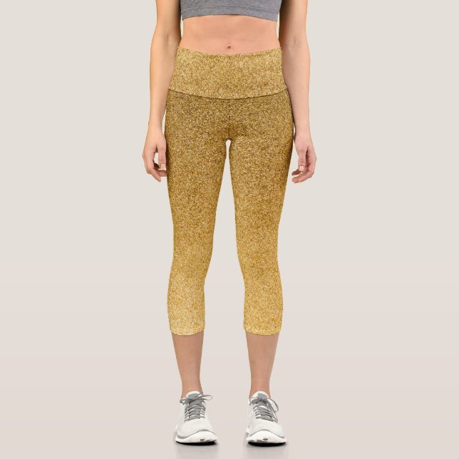 Gold Gradient Glitters Capri Leggings (Front)