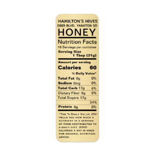 Gold Gradient Honey Nutrition Facts Return Address Label