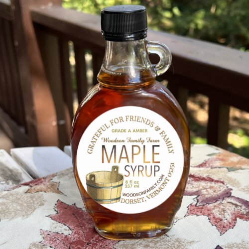 Gold Gradient Maple Syrup Label with Sap Bucket