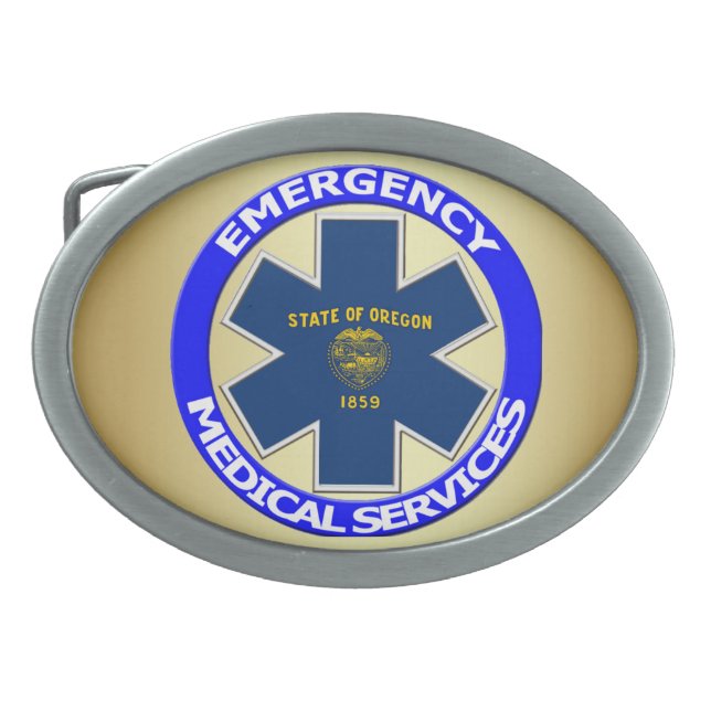 Gold Gradient Oregon EMS Belt Buckle (Front)