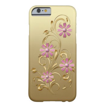 Gold Gradient Pink Flowers Gold Swirls Iphone 6 Ca Barely There Iphone 6 Case by Case_by_Case at Zazzle