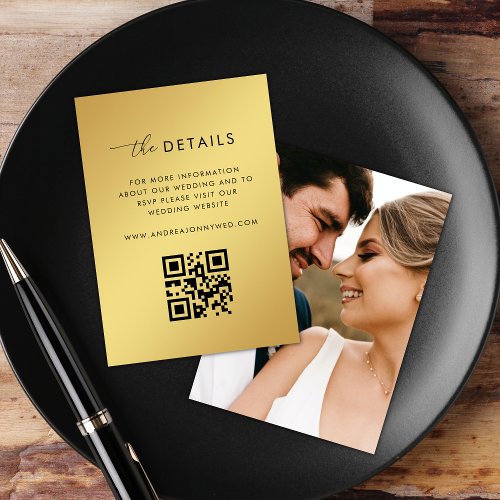 Gold Gradient QR Code Photo the Details Wedding En Enclosure Card