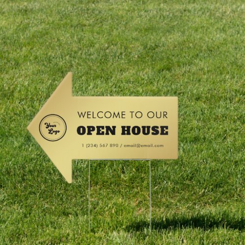 Gold Gradient Real Estate Logo Welcome Open House Sign