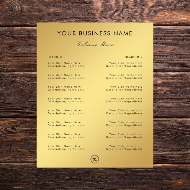 Gold Gradient Restaurant Cafe Take Out Menu & Logo Flyer (Creator Uploaded)