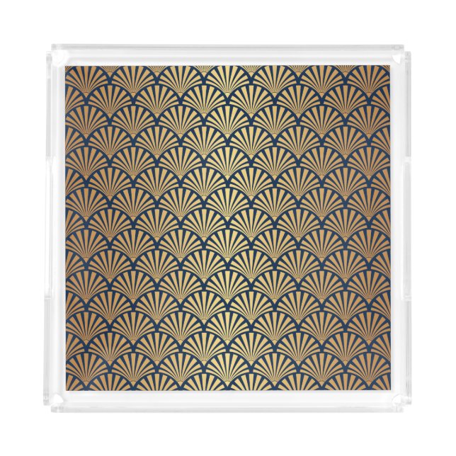 Gold Gradient: Seamless Art Deco Acrylic Tray (Front)