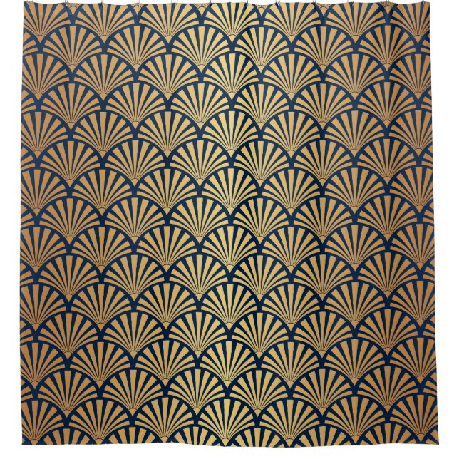 Gold Gradient: Seamless Art Deco Shower Curtain (Front)