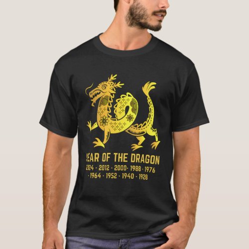 Gold Gradient Year Of The Dragon Chinese Zodiac  T_Shirt