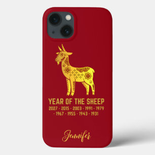 Gold Gradient Year Of The Sheep Zodiac Name Red iPhone 13 Case
