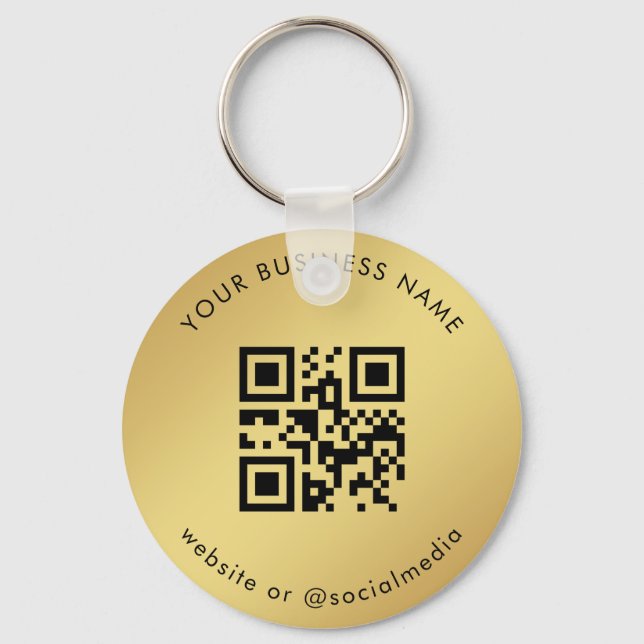 Gold Gradient Your Custom Business Qr Code Scan Keychain (Front)