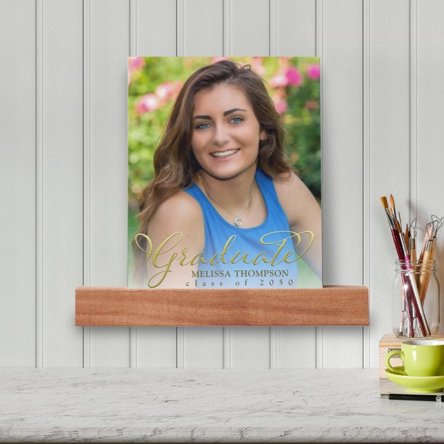 Gold Graduate Calligraphy Photo Picture Ledge (Creator Uploaded)