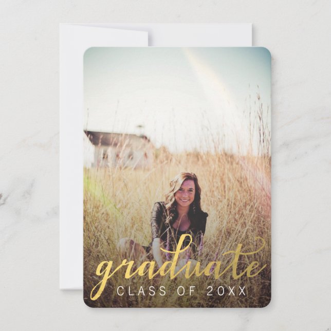 Gold Graduate Graduation Party Photo Card (Front)