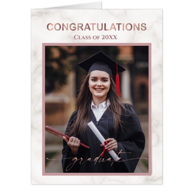 Gold Graduate Oversized Photo Collage Graduation Card (Front)