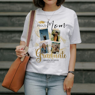 Gold Graduate Photo Collage Proud Mom Graduation T-Shirt