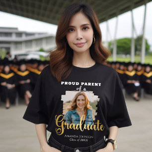 Gold Graduate Photo Proud Parent Graduation T-Shirt