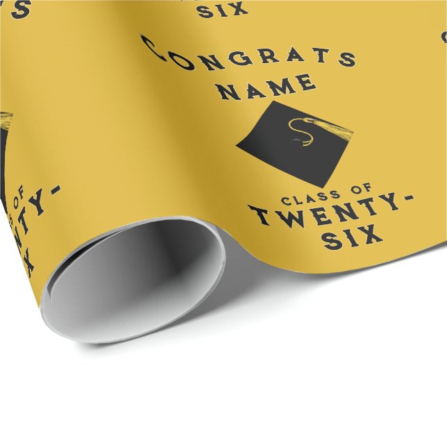 Gold Graduation 2026 Gift Wrapping Paper (Roll Corner)