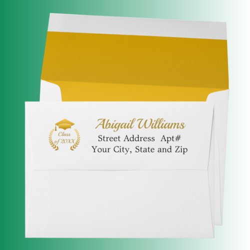 Gold Graduation Cap and Laurel Envelope