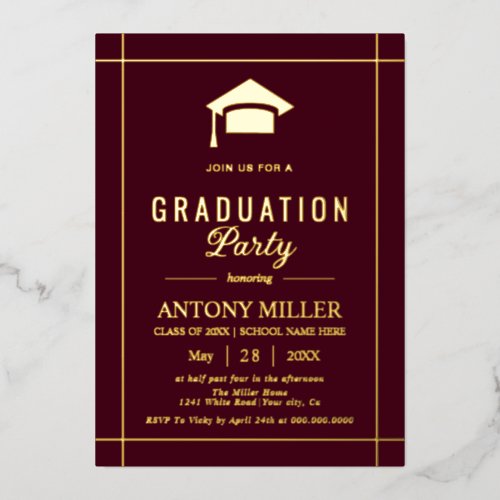 Gold graduation cap Class Of 2026 burgundy