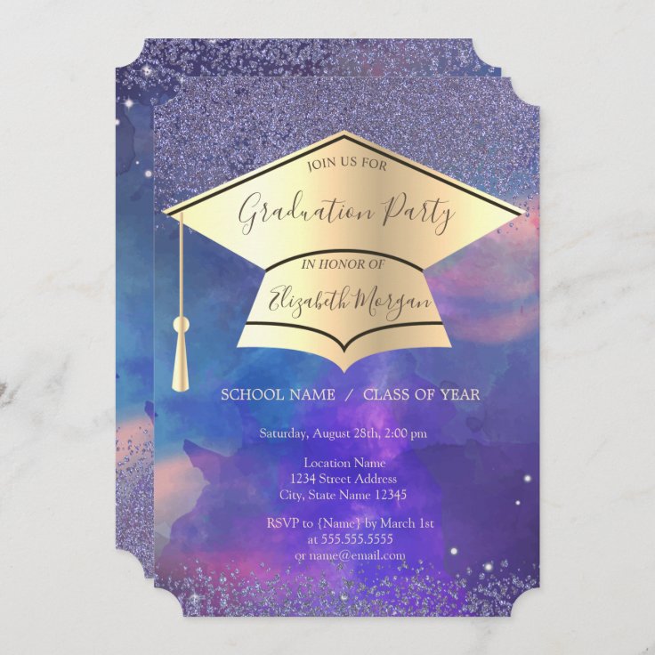 Gold Graduation Cap,diamonds Graduation Invitation 