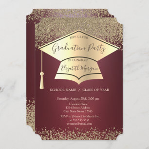 Gold Graduation Cap,Gold Diamonds Graduation Invitation