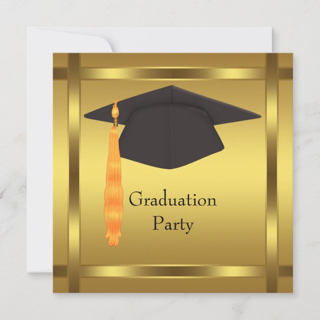 Gold Graduation Cap Graduation Party Invitation (Front)