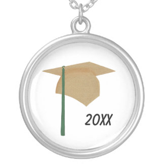 Gold Graduation Cap Green Tassel, Necklace