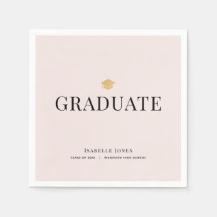 Gold Graduation Cap Pink Graduation Paper Napkins