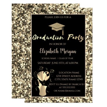 Gold Graduation Cap Sequins Graduation Party Invitation Gold Graduation Cap Sequins Graduation Party Invitation
