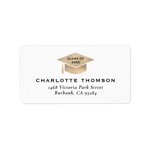 Gold Graduation Cap Tassel Modern Label